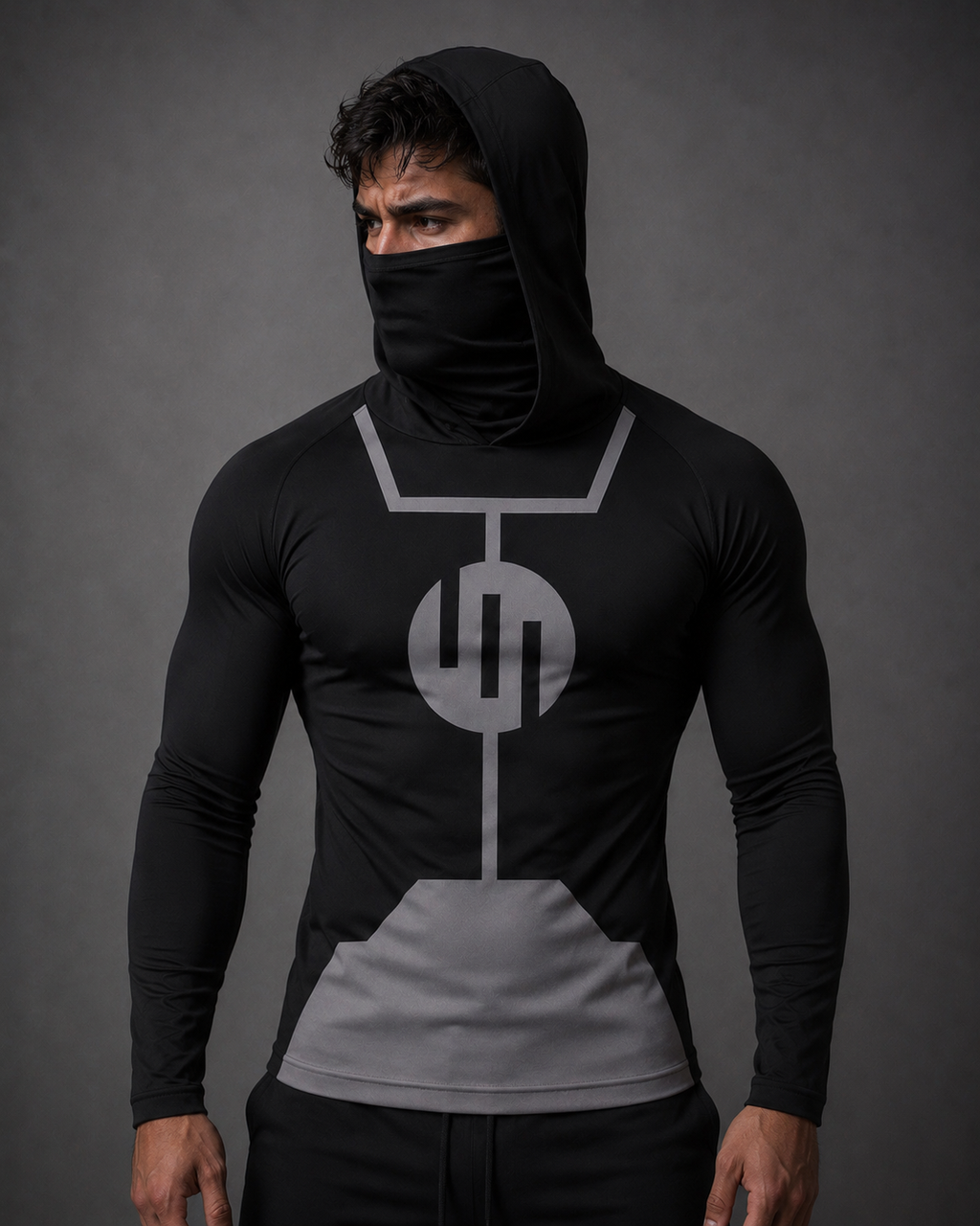 T Shirt compression hood and mask Conquest