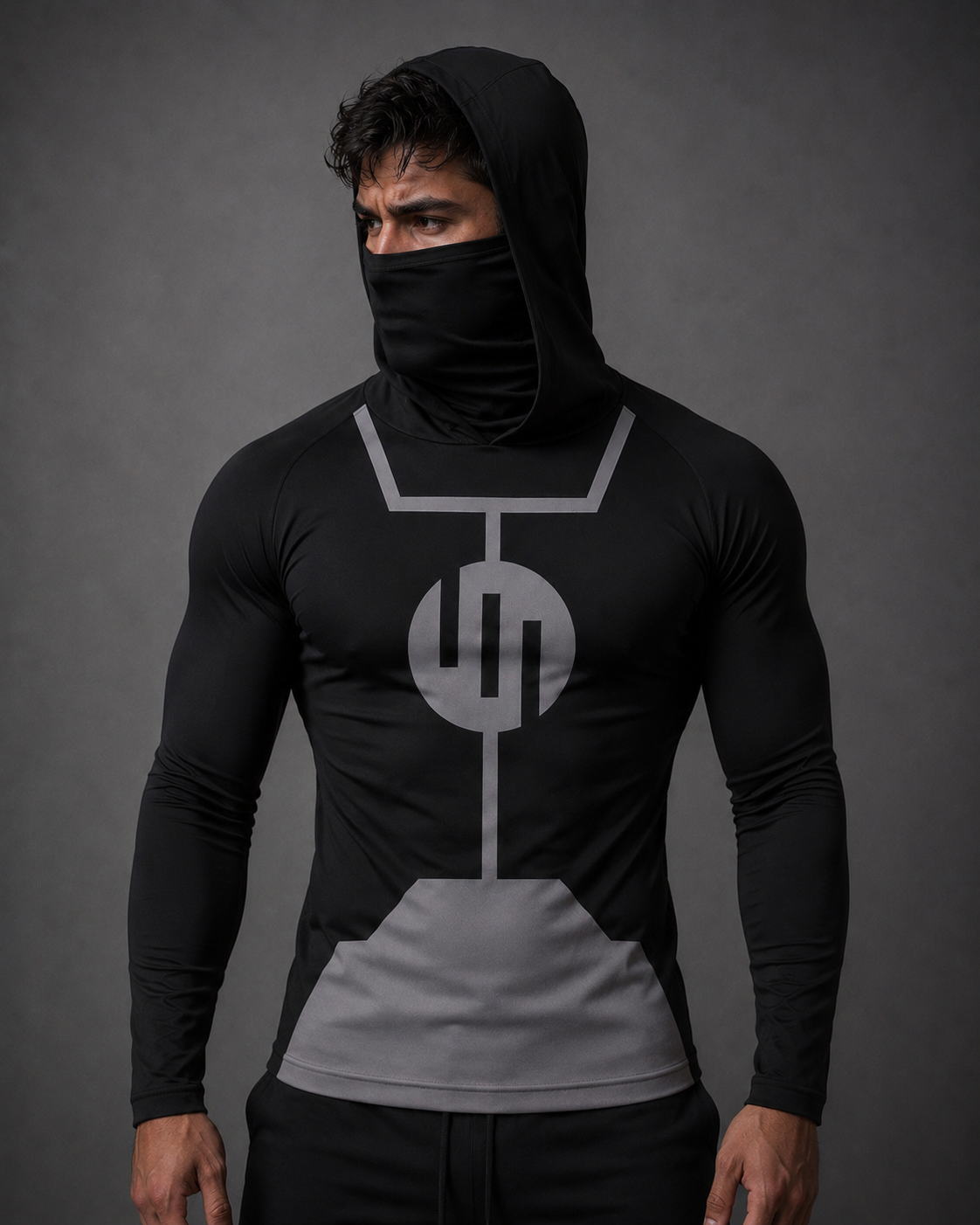 T Shirt compression hood and mask Conquest